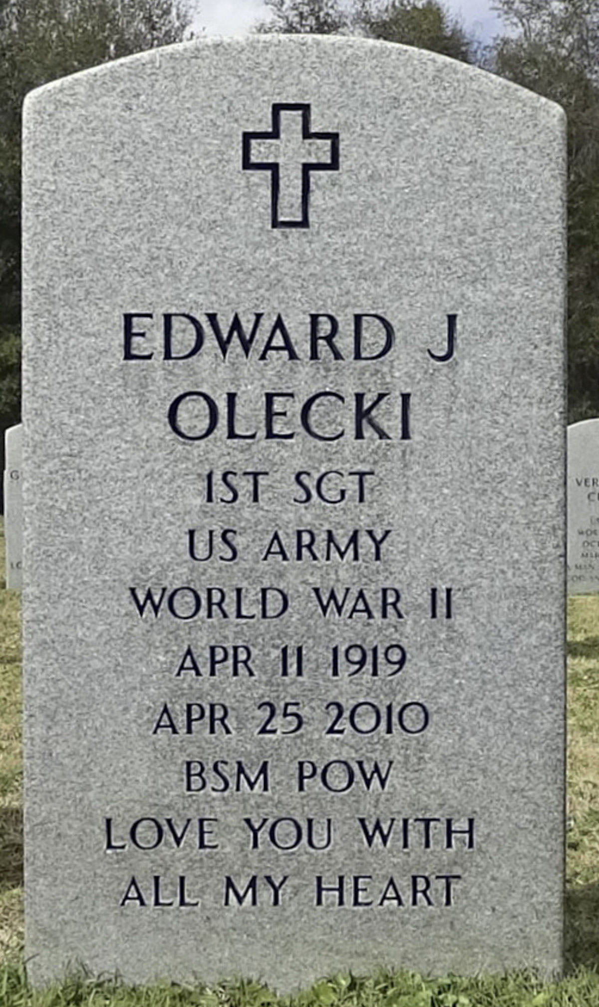 Gravesite marker image for edward j olecki