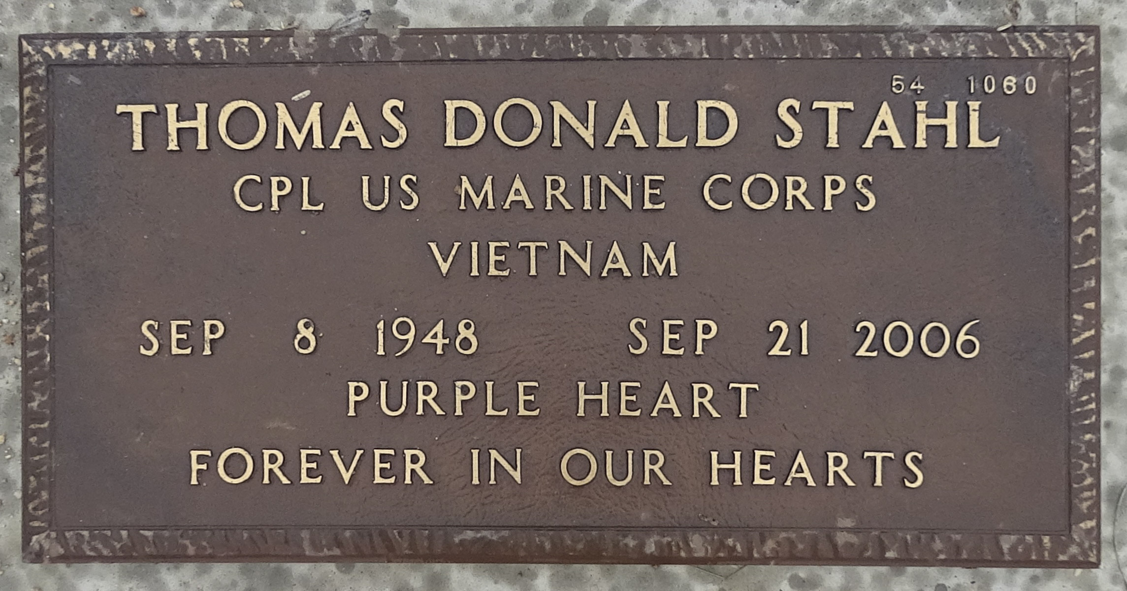 Gravesite marker image for thomas donald stahl
