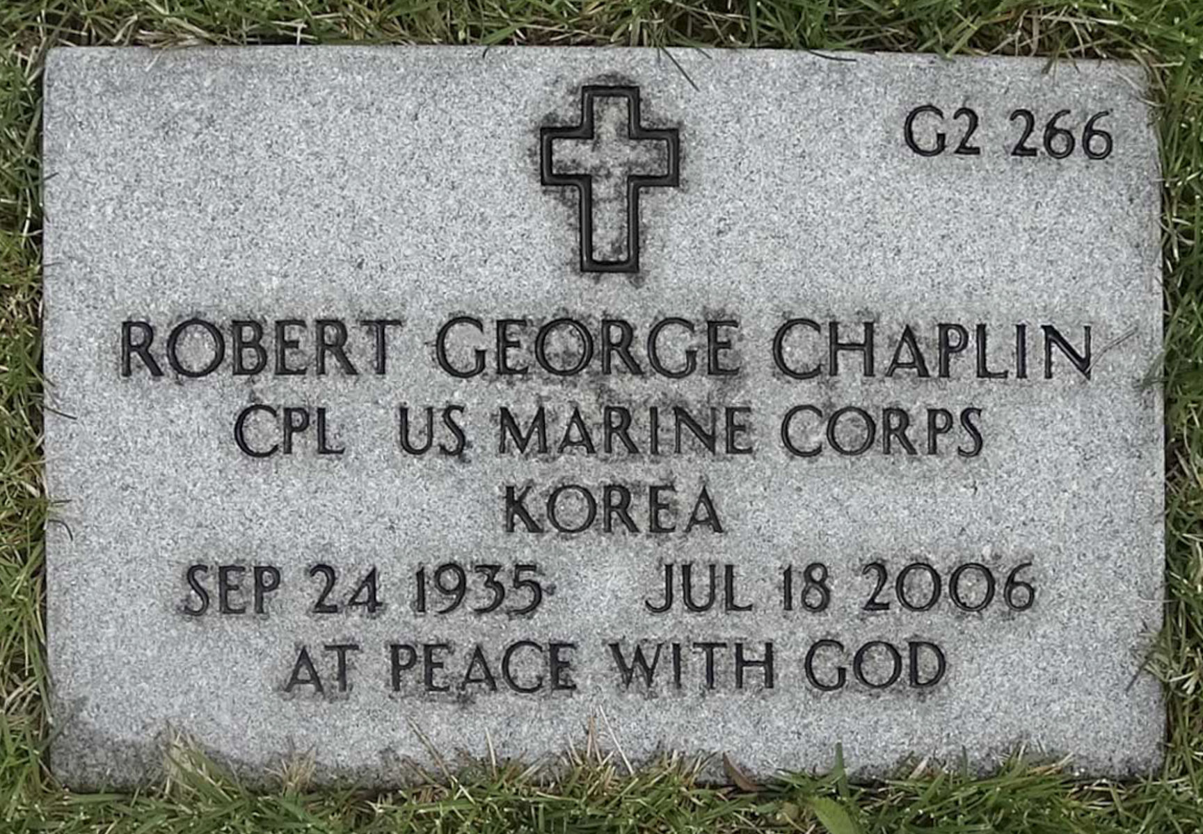 Gravesite marker image for robert george chaplin