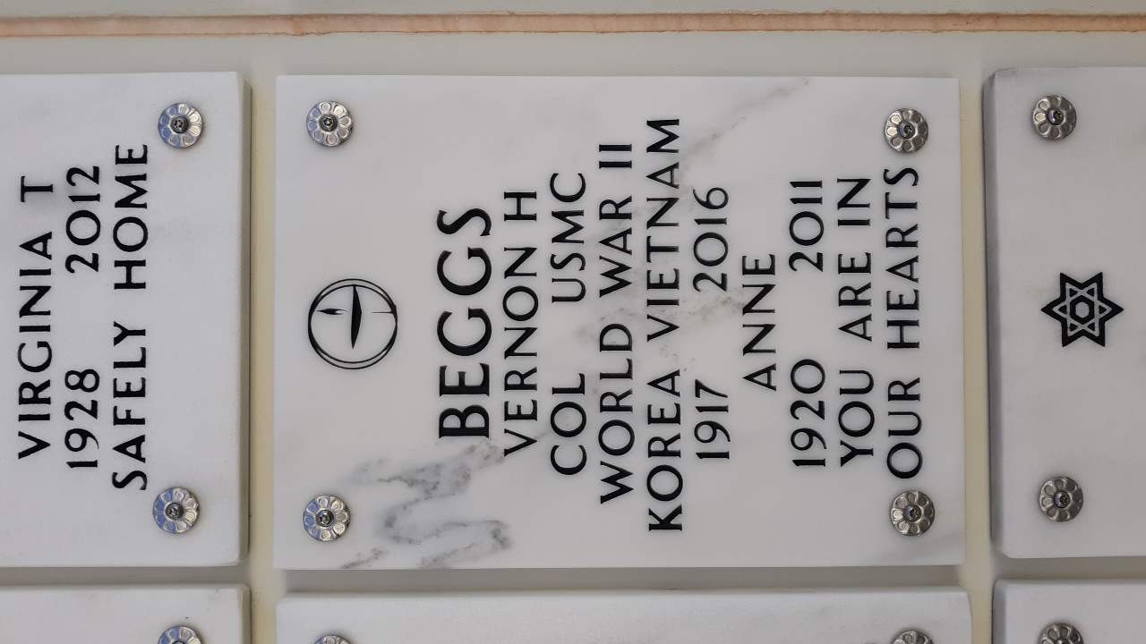 Gravesite marker image for vernon howard beggs