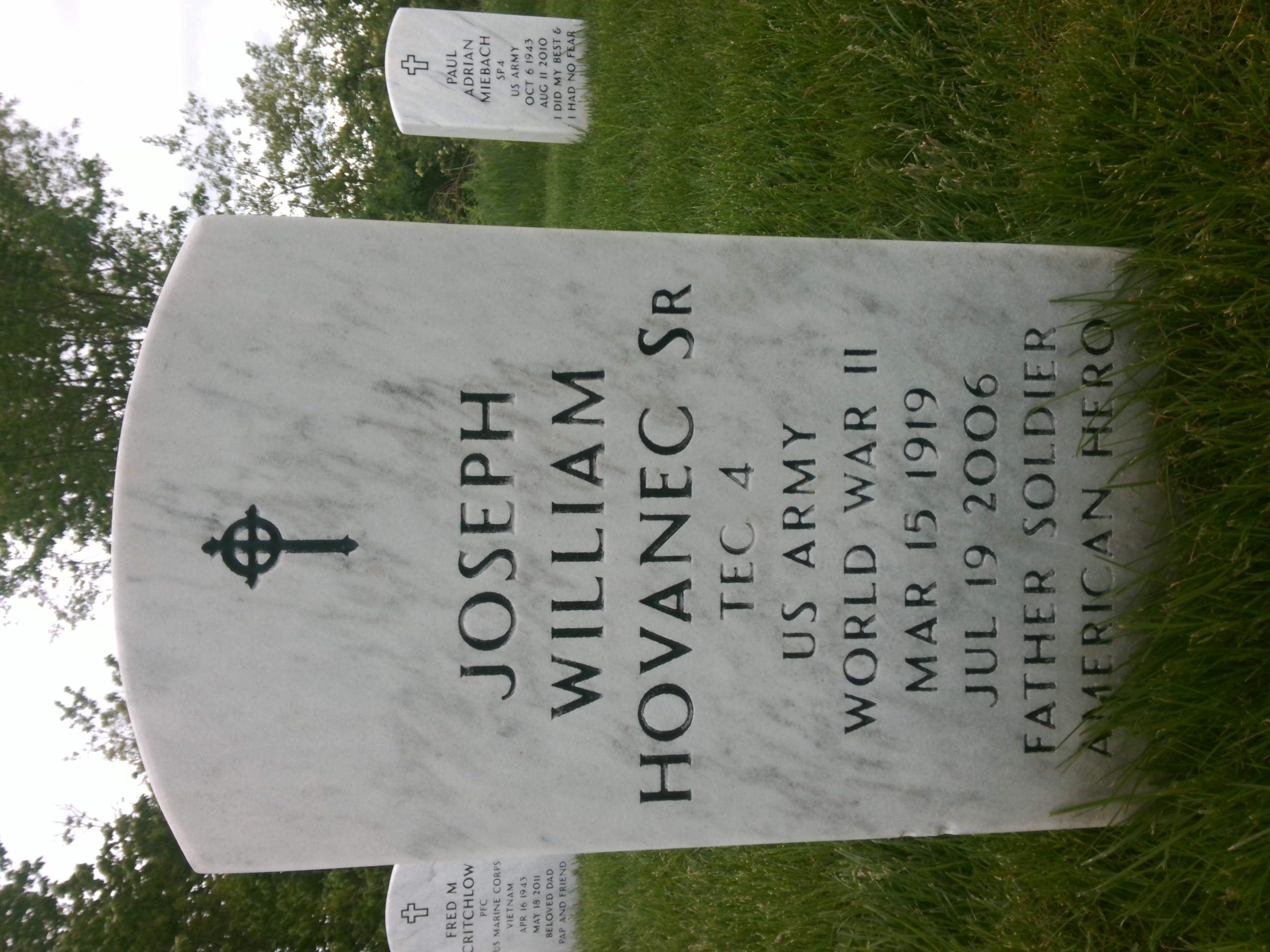Gravesite marker image for joseph william hovanec sr