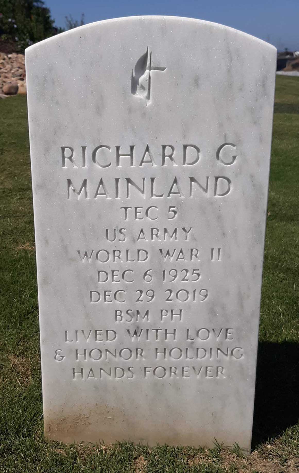 Gravesite marker image for richard g mainland