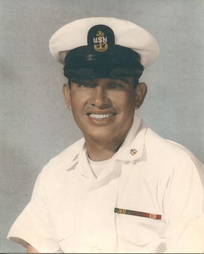 Luis Camacho in his white Navy Uniform