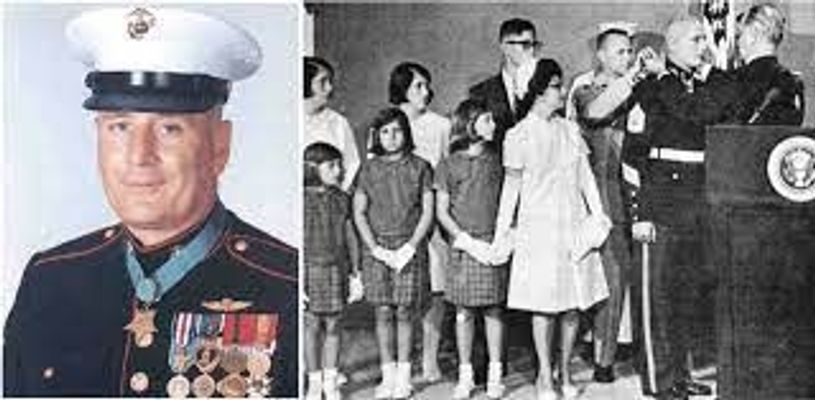 President Johnson presents Jimmie Howard with a Medal of Honor.