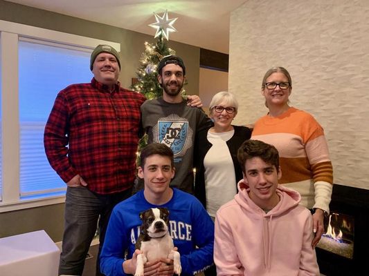 Family photo with dog