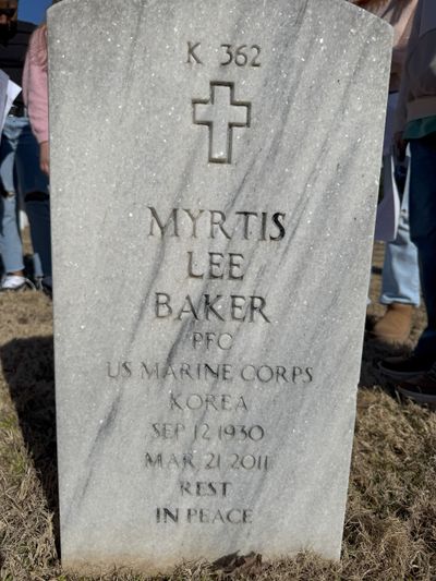 Myrtis Lee Baker's grave marker.