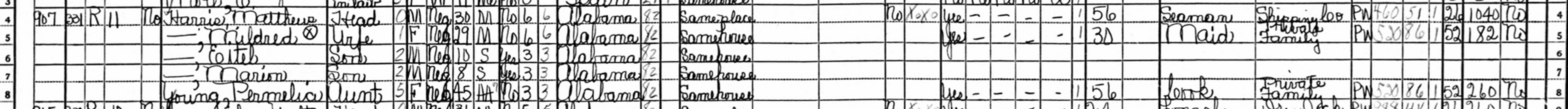 Eteal Reed and his family in the 1940 U.S. Census. Press Enter to Activate this item.