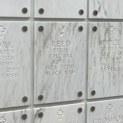 Eteal Reed's columbarium niche at the Alabama State Veterans Memorial Cemetery. Press Enter to Activate this item.